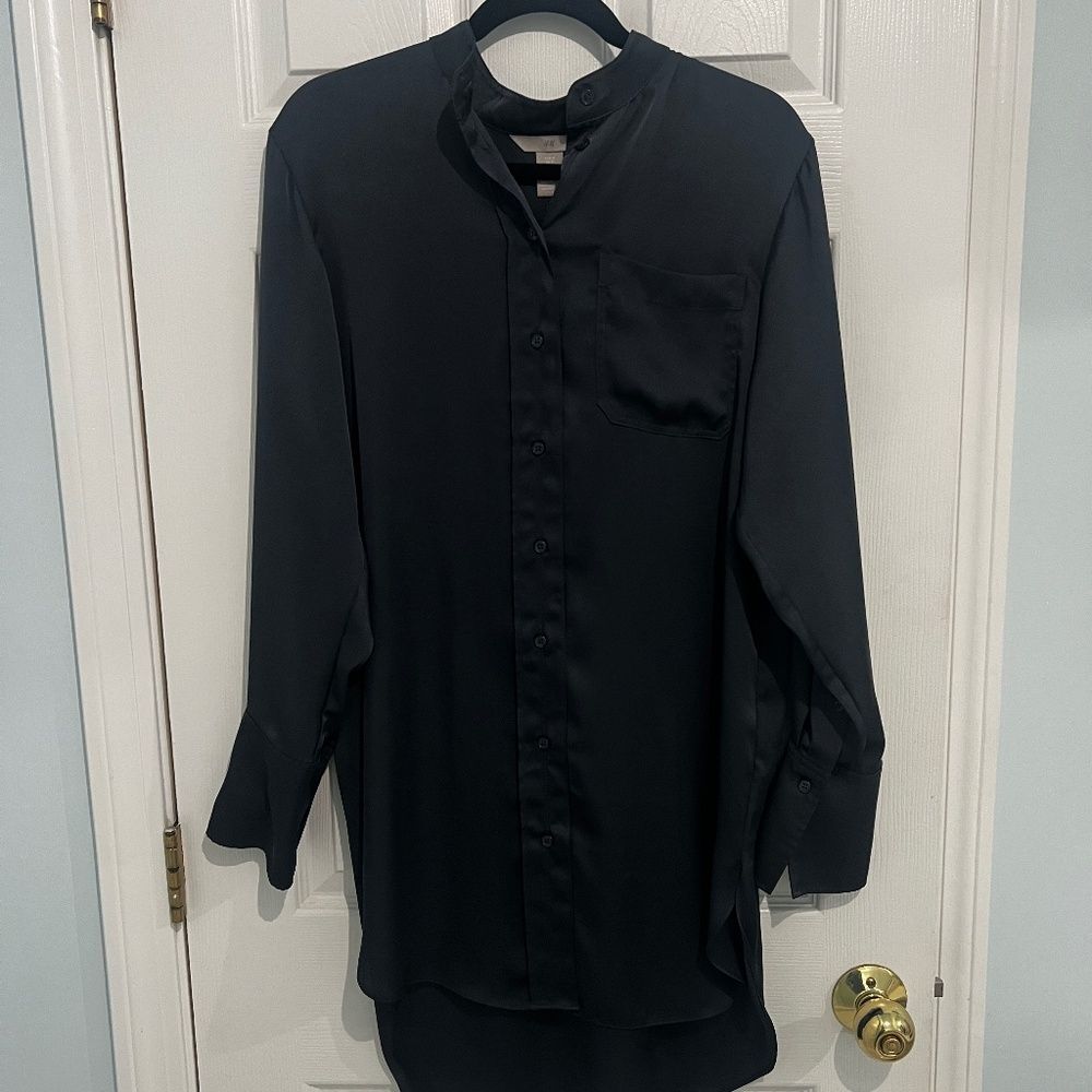 Long silk blouse dress